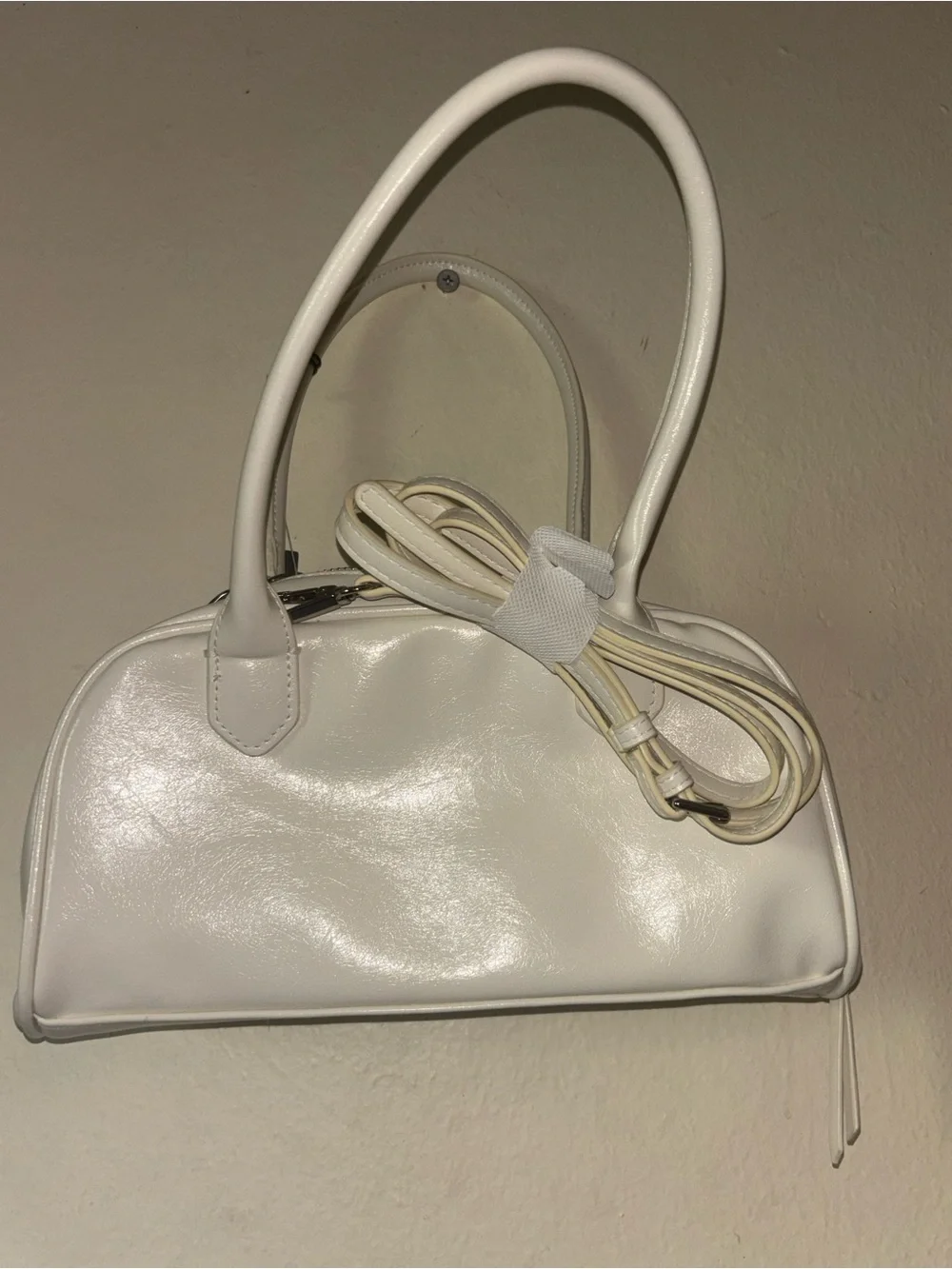 Madden NYC White Dome Satchel with Heart Charm